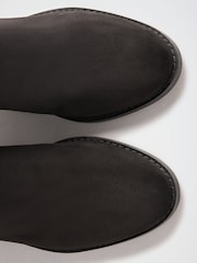 Love & Roses Black Faux Suede High Leg Zipped Mid Heel Riding Boots - Image 6 of 7
