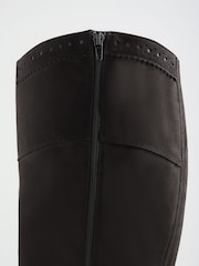 Love & Roses Black Faux Suede High Leg Zipped Mid Heel Riding Boots - Image 7 of 7