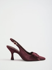 Love & Roses Burgundy Red Wide Fit Bow Slingback Court Shoes - Image 1 of 5