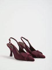Love & Roses Burgundy Red Wide Fit Bow Slingback Court Shoes - Image 2 of 5