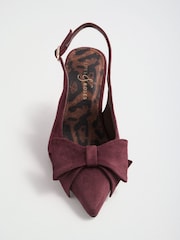 Love & Roses Burgundy Red Wide Fit Bow Slingback Court Shoes - Image 3 of 5
