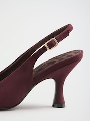 Love & Roses Burgundy Red Wide Fit Bow Slingback Court Shoes - Image 4 of 5