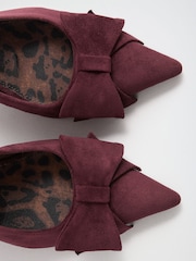 Love & Roses Burgundy Red Wide Fit Bow Slingback Court Shoes - Image 5 of 5