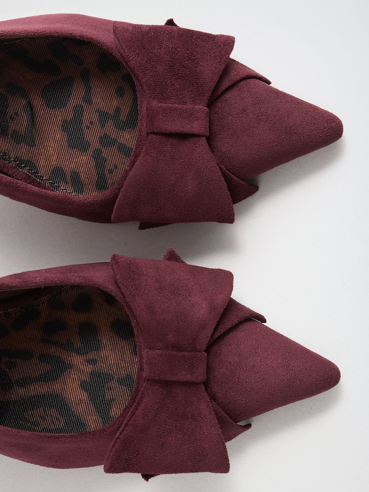 Love & Roses Burgundy Red Wide Fit Bow Slingback Court Shoes - Image 5 of 5 Love & Roses Burgundy Red Wide Fit Bow Slingback Court Shoes - Image 5 of 5