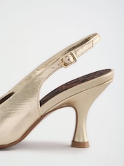 Love & Roses Gold Wide Fit Bow Slingback Court Shoes - Image 3 of 5