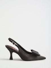 Чорний - Love & Roses Bow Slingback Court Shoes - Image 7 of 7