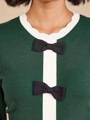 Love & Roses Green/Black Bow Detail Crew Neck Knitted Midi Dress - Image 5 of 6