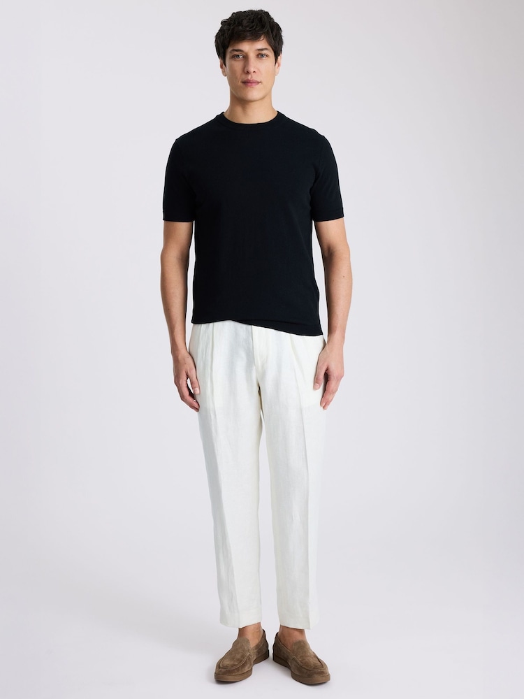 MOSS Black Linen Blend T-Shirt - Image 2 of 4 MOSS Black Linen Blend T-Shirt - Image 2 of 4