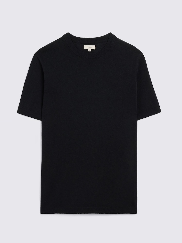 MOSS Black Linen Blend T-Shirt - Image 4 of 4 MOSS Black Linen Blend T-Shirt - Image 4 of 4