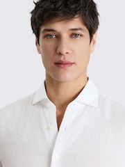 MOSS White Short Sleeve Linen Shirt - Image 2 of 4