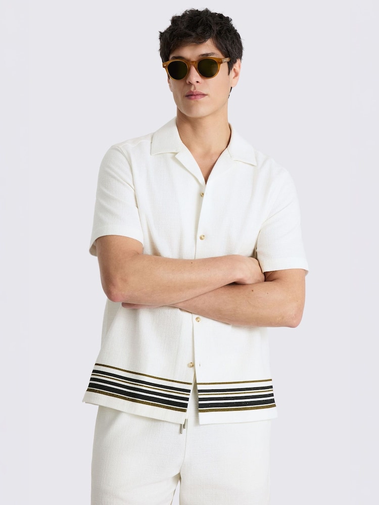 MOSS White Cuban Stripe Shirt - Image 1 of 4