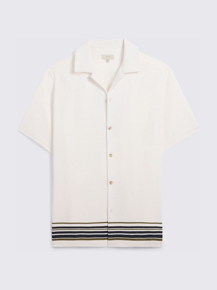 MOSS White Cuban Stripe Shirt - Image 4 of 4