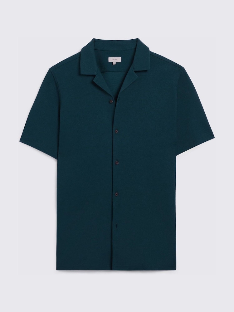 MOSS Green Knitted Cuban Collar Shirt - Image 4 of 4