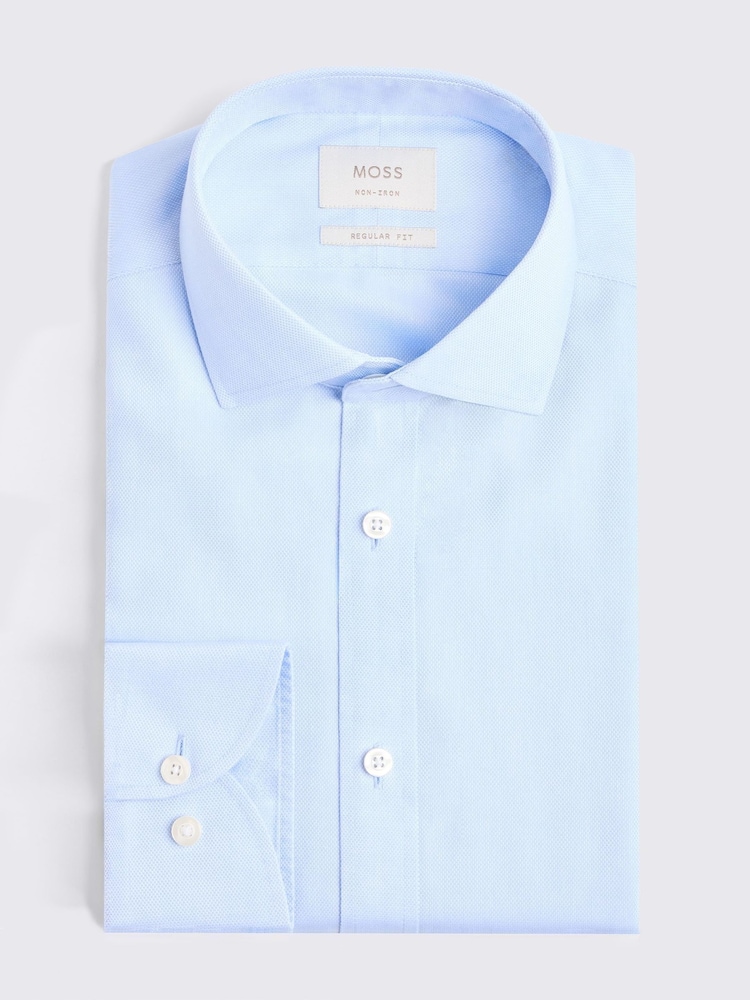 MOSS Blue Royal Oxford Non Iron Shirt - Image 3 of 3
