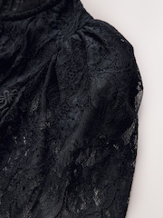 Noir - CERENE Puff Sleeve Lace Midi Dress - Image 10 de 11