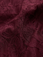 CERENE Ellie Burgundy Red Puff Sleeve Lace Midi Dress - Image 6 of 11