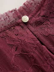 CERENE Ellie Burgundy Red Puff Sleeve Lace Midi Dress - Image 7 of 11