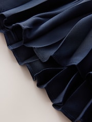CERENE Jade Navy Long Sleeve Pleated Satin Midi Dress - Image 7 of 12