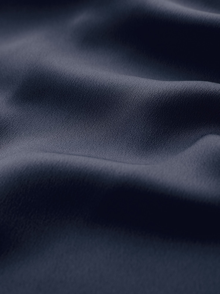 CERENE Crystal Navy Satin Slip Dress With Detachable Sheer Cape - Image 13 of 13