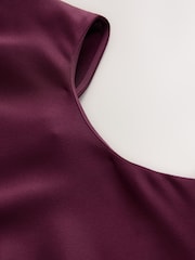 CERENE Caitlyn Burgundy Red Angel Sleeves Satin Maxi Dress - Image 6 of 10