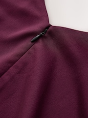 CERENE Caitlyn Burgundy Red Angel Sleeves Satin Maxi Dress - Image 7 of 10