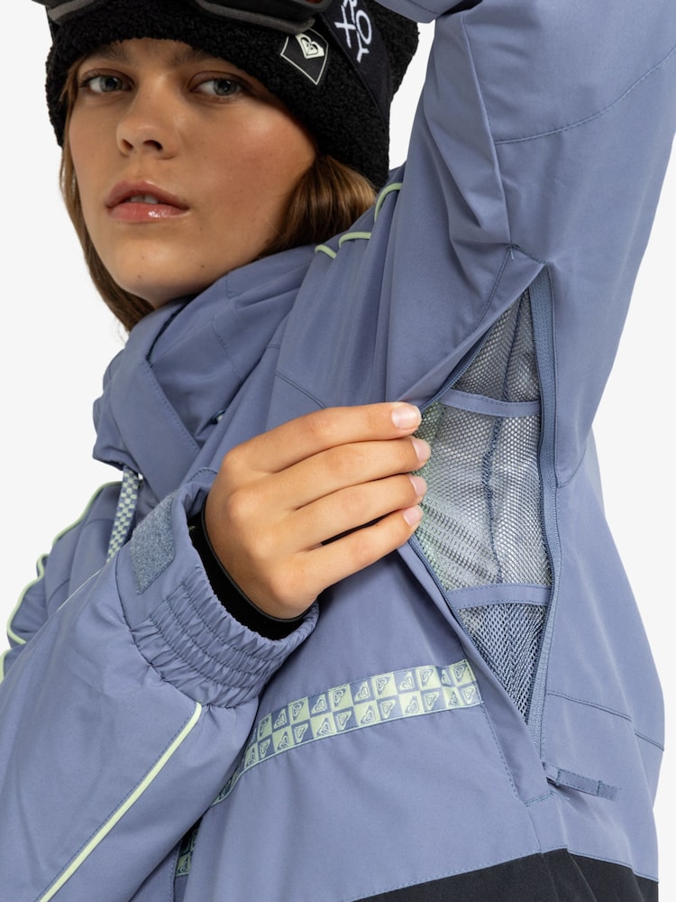 Roxy Blue Waterproof Thermal Highridge Block Colour Snow Ski Jacket - Image 5 of 9