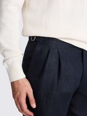 MOSS Navy Twill Linen Shorts - Image 3 of 4