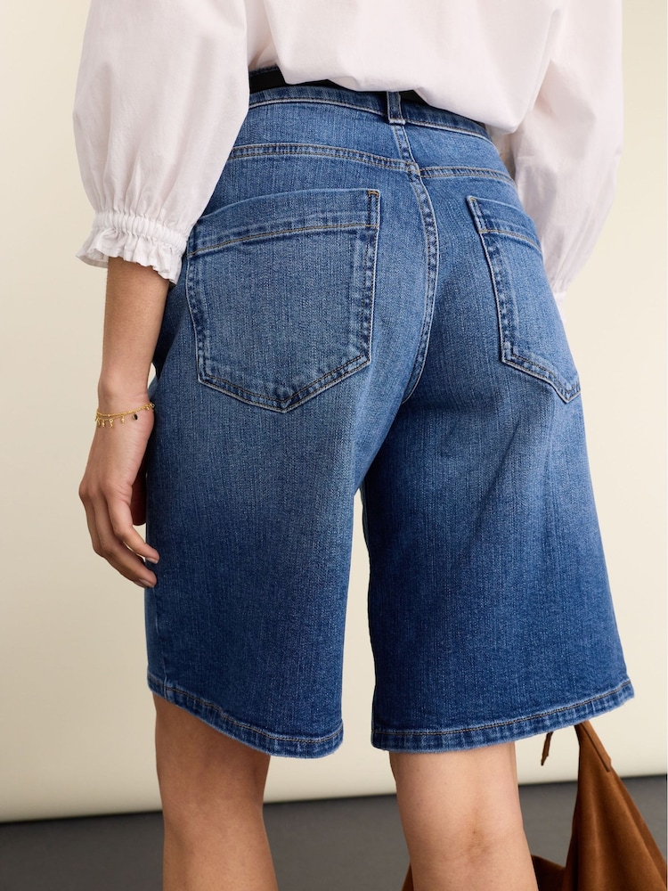 Baukjen Blue Britney Cotton Stretch Denim Shorts - Image 2 of 5