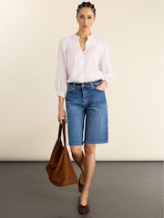 Baukjen Blue Britney Cotton Stretch Denim Shorts - Image 3 of 5