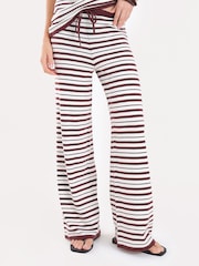 4th & Reckless Cream Wide Leg Stripe Knit Trousers - Image 1 of 4