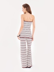 4th & Reckless Cream Wide Leg Stripe Knit Trousers - Image 4 of 4