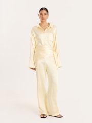 4th & Reckless Yellow Tie Waistband Wide Leg Trousers - Image 1 of 3