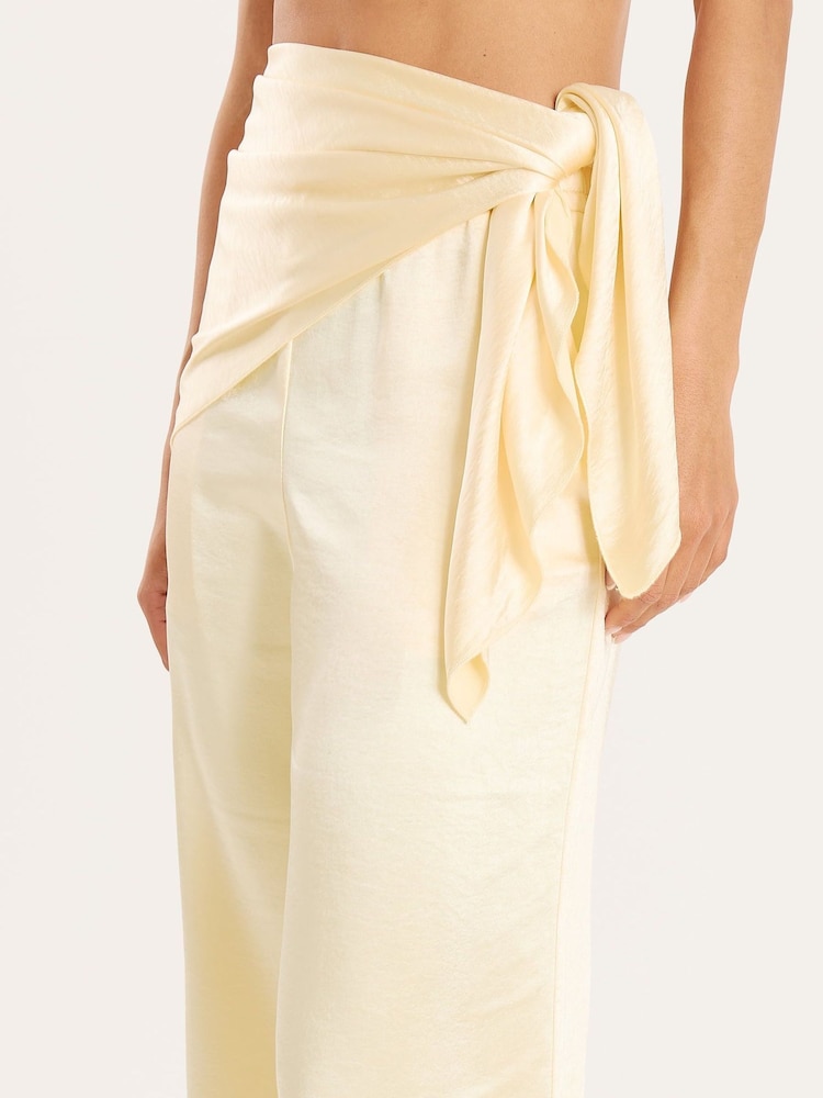 4th & Reckless Yellow Tie Waistband Wide Leg Trousers - Image 3 of 3 4th & Reckless Yellow Tie Waistband Wide Leg Trousers - Image 3 of 3