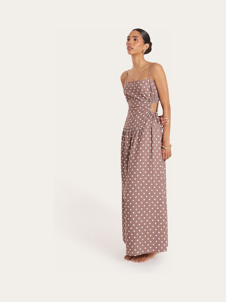 4th & Reckless Brown Linen Cut Out Dress - Image 1 of 4 4th & Reckless Brown Linen Cut Out Dress - Image 1 of 4