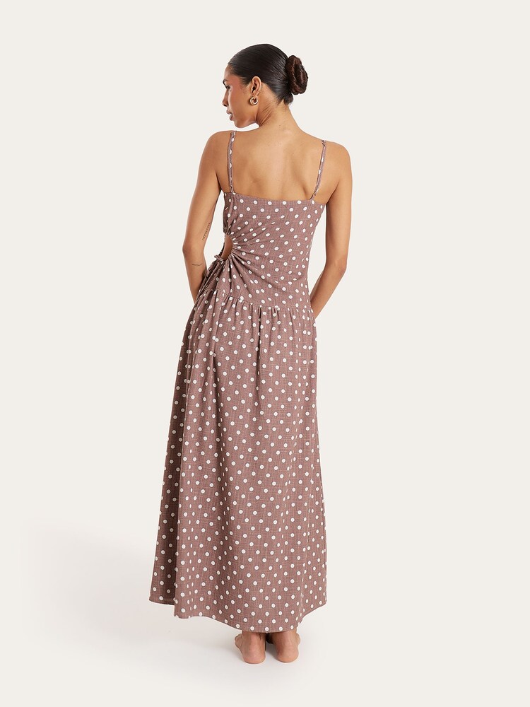 4th & Reckless Brown Linen Cut Out Dress - Image 2 of 4 4th & Reckless Brown Linen Cut Out Dress - Image 2 of 4