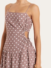 4th & Reckless Brown Linen Cut Out Dress - Image 3 of 4
