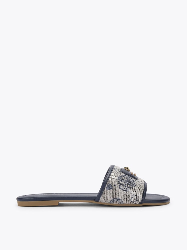 Kurt Geiger London Blue Chiswick Flat Sandals - Image 1 of 4 Kurt Geiger London Blue Chiswick Flat Sandals - Image 1 of 4