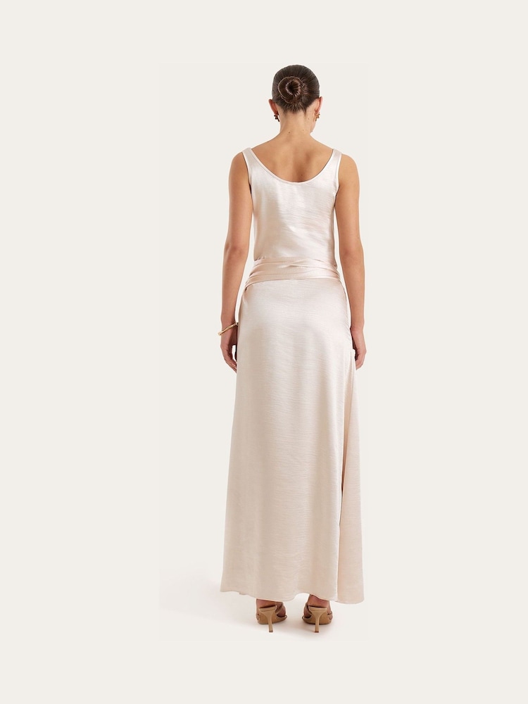 4th & Reckless Cream Draped Satin Maxi Dress - Image 2 of 4