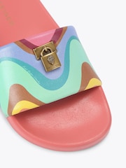 Kurt Geiger London Coral Pink Brixton Poolslide Sandals - Image 4 of 4