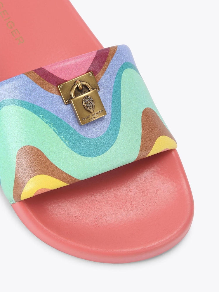 Kurt Geiger London Coral Pink Brixton Poolslide Sandals - Image 4 of 4 Kurt Geiger London Coral Pink Brixton Poolslide Sandals - Image 4 of 4
