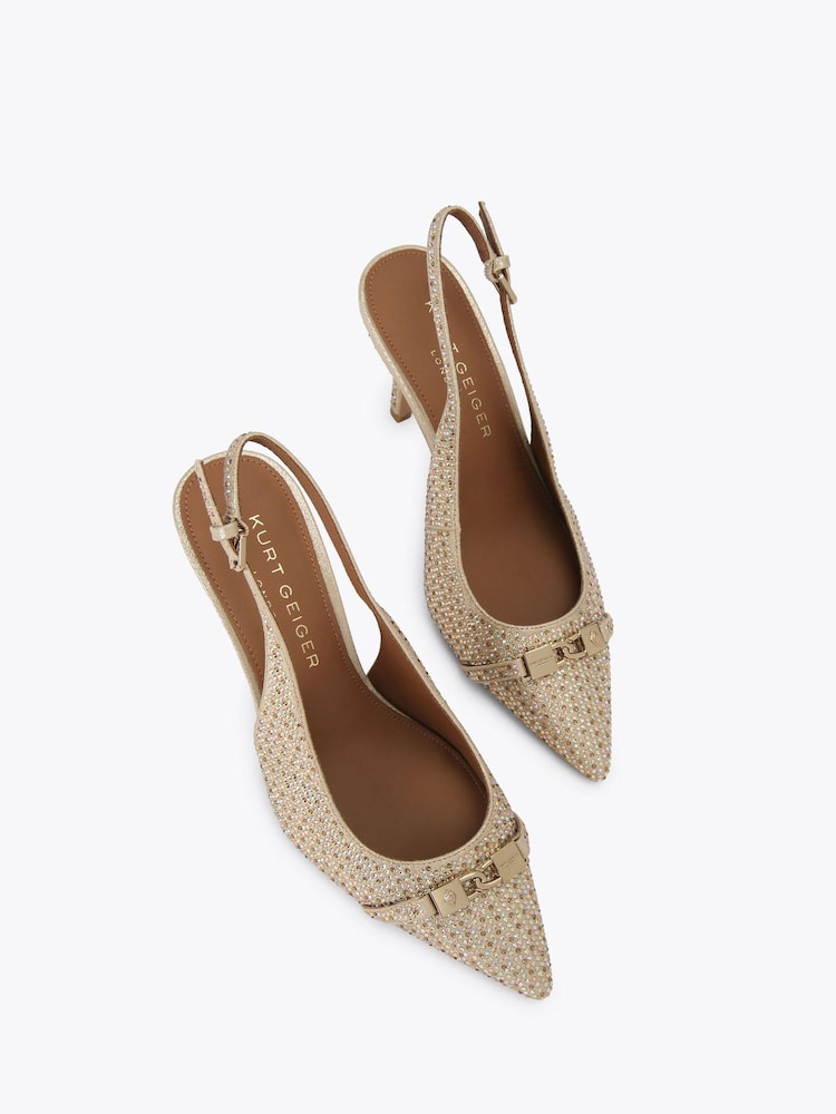 Kurt Geiger London Gold Kingsley Slingback Heel Sandals - Image 2 of 4