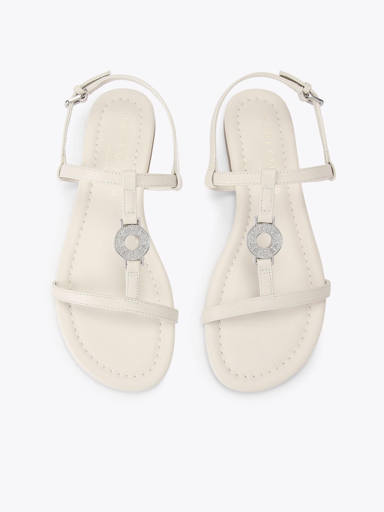 Kurt Geiger London Cream Bromley Flat Sandals - Image 2 of 4