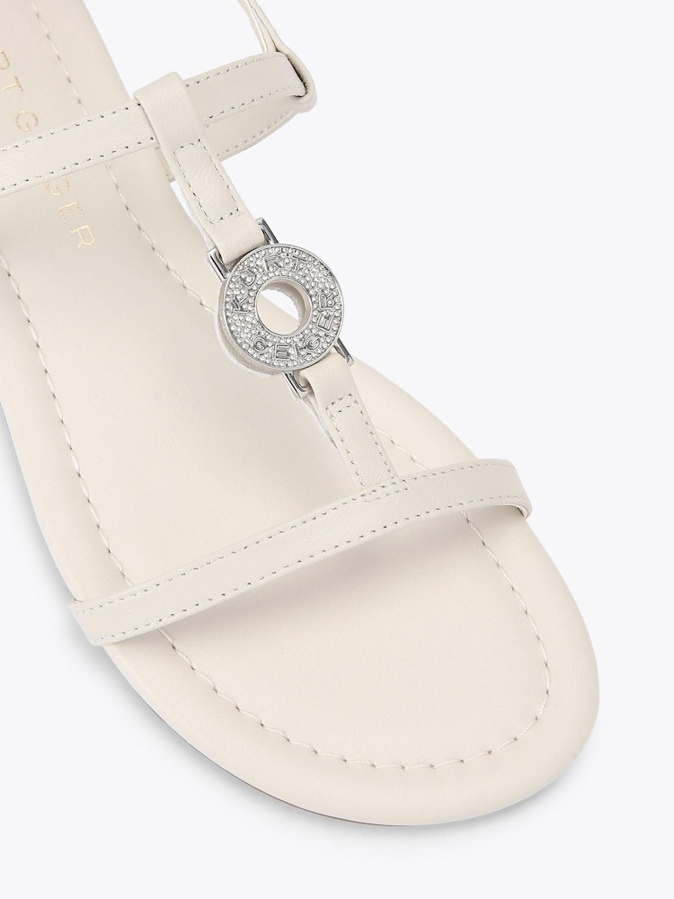 Kurt Geiger London Cream Bromley Flat Sandals - Image 4 of 4