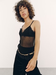 Gold Onyx - Skinny Metal Chain Belt - 3的图像3｝