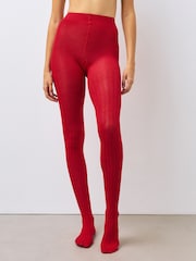 Red Warm Handle Ribbed Tights 1 Pack - Image 1 of 1