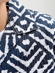 JACK & JONES JUNIOR Blue Seersucker Resort Collar Short Sleeve Shirt - Image 4 of 6