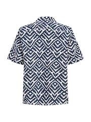 JACK & JONES JUNIOR Blue Seersucker Resort Collar Short Sleeve Shirt - Image 6 of 6