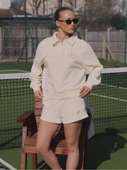 Simmi London Cream Studios Embroidered Logo Shorts - Image 1 of 5