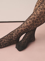 Black Leopard Pattern Tights 1 Pack - Image 3 of 3