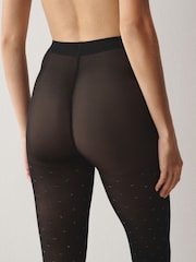 Black/Silver Sparkle Spot Pattern Tights 1 Pack - Image 3 of 4